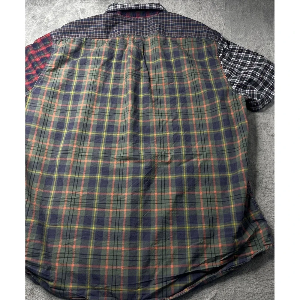 J‎ Crew Shirt Men Xl Patchwork Plaid Short Sleeve Button Down Colorblock Cotton